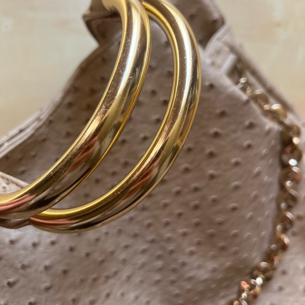 Ivanka Trump Tan Ostrich-Embossed Shoulder Bag with Gold Hardware - Picture 13 of 15